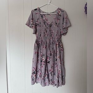 5/$25 torrid butterfly sleeve lilac floral midi dress